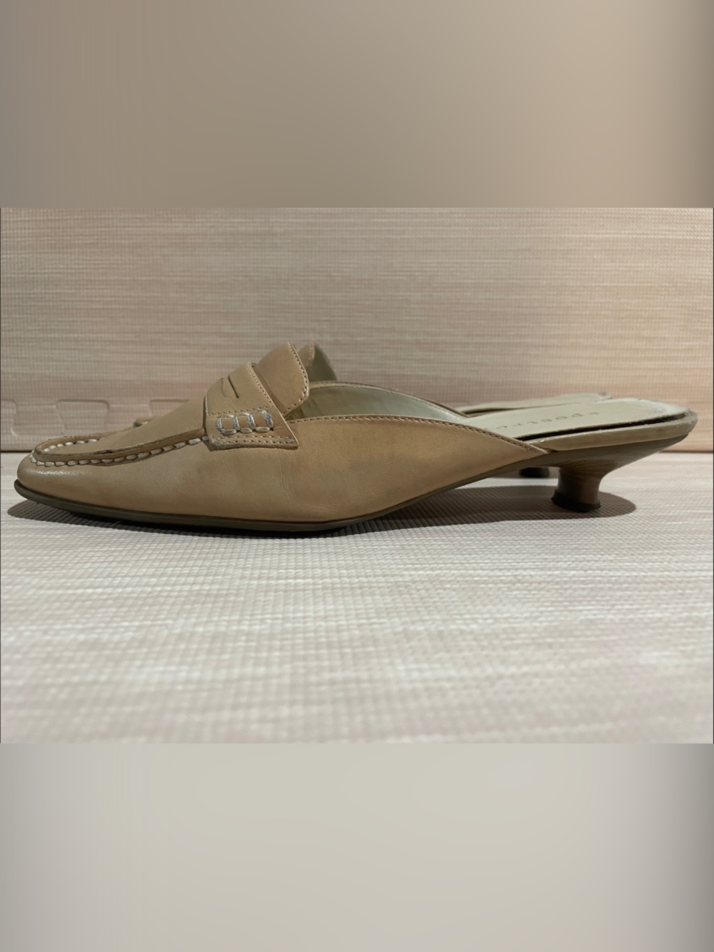 Apostrophe Tan Leather Slip-On Mules